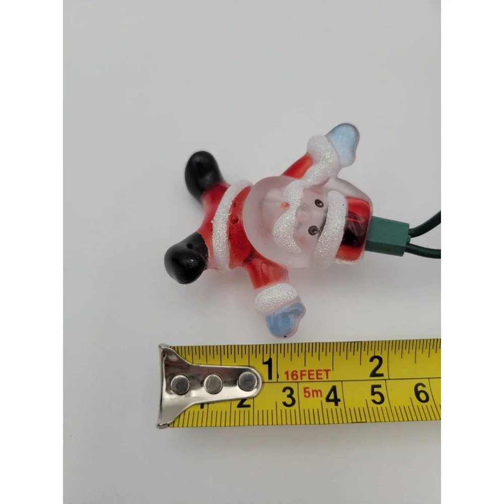 20 Light Santa String Lights Clear And Red Plastic With glitter Plug In Lights